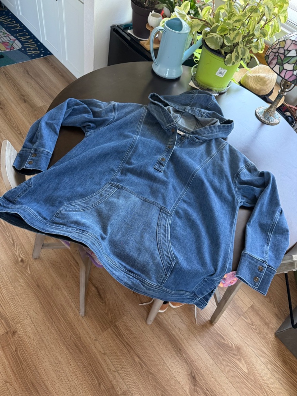 LOGO Lori Goldstein denim hoodie pullover large - Picture 4 of 11